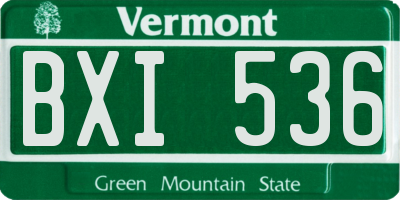 VT license plate BXI536