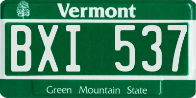 VT license plate BXI537