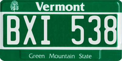 VT license plate BXI538