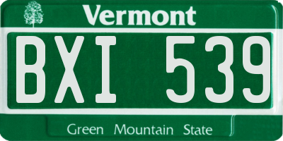 VT license plate BXI539