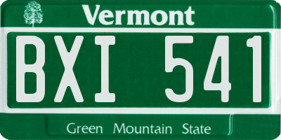 VT license plate BXI541
