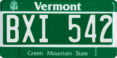 VT license plate BXI542