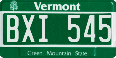 VT license plate BXI545