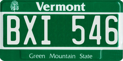 VT license plate BXI546