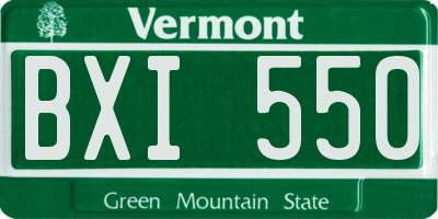 VT license plate BXI550