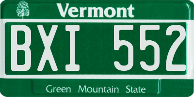 VT license plate BXI552