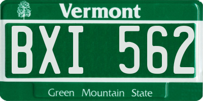 VT license plate BXI562