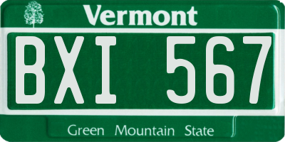 VT license plate BXI567