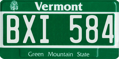 VT license plate BXI584