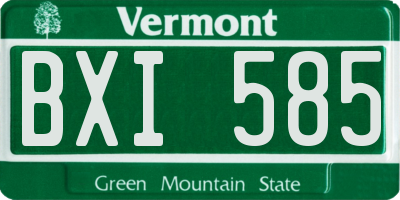 VT license plate BXI585