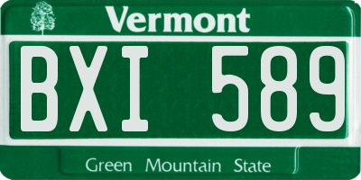 VT license plate BXI589
