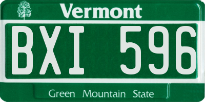 VT license plate BXI596