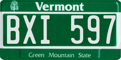 VT license plate BXI597