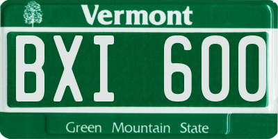 VT license plate BXI600