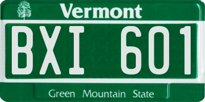 VT license plate BXI601