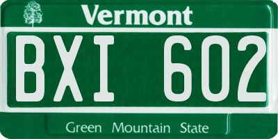 VT license plate BXI602