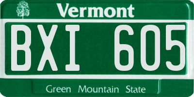 VT license plate BXI605