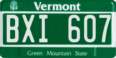 VT license plate BXI607