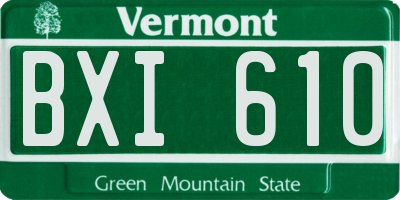 VT license plate BXI610