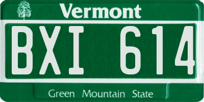VT license plate BXI614