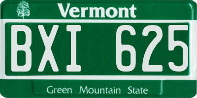 VT license plate BXI625