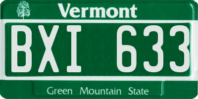 VT license plate BXI633