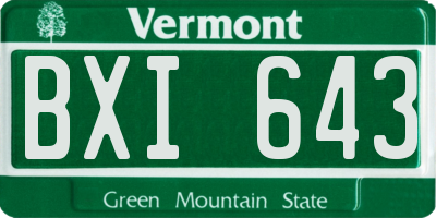 VT license plate BXI643