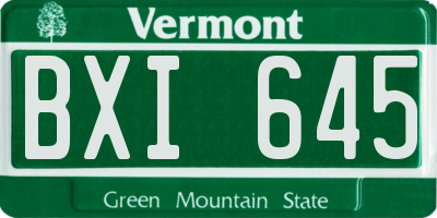 VT license plate BXI645