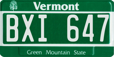 VT license plate BXI647