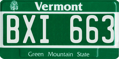 VT license plate BXI663