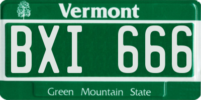 VT license plate BXI666