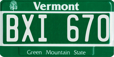 VT license plate BXI670