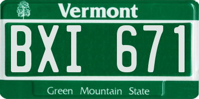 VT license plate BXI671
