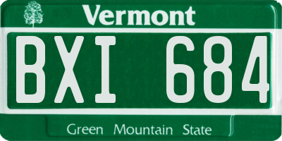 VT license plate BXI684