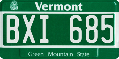 VT license plate BXI685