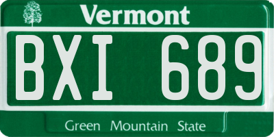 VT license plate BXI689