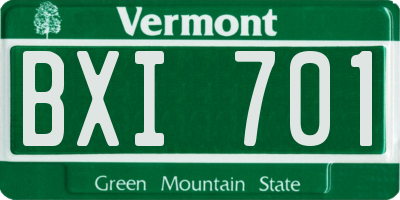 VT license plate BXI701