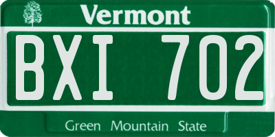 VT license plate BXI702