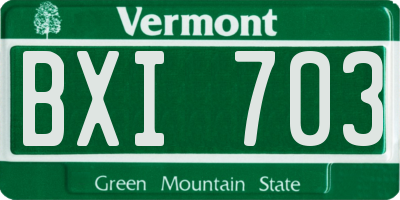 VT license plate BXI703
