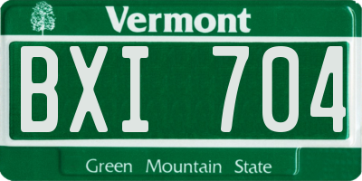 VT license plate BXI704