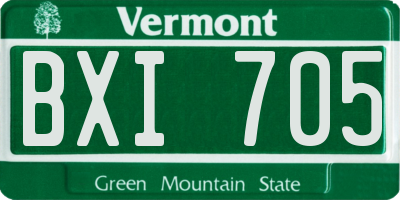 VT license plate BXI705