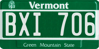VT license plate BXI706
