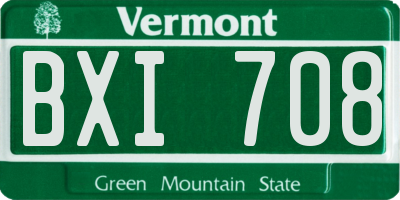 VT license plate BXI708