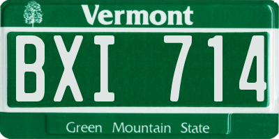 VT license plate BXI714