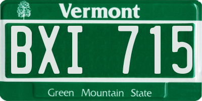 VT license plate BXI715