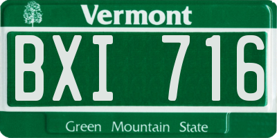 VT license plate BXI716