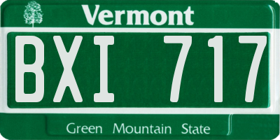 VT license plate BXI717
