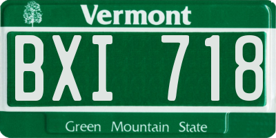 VT license plate BXI718