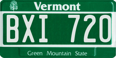 VT license plate BXI720