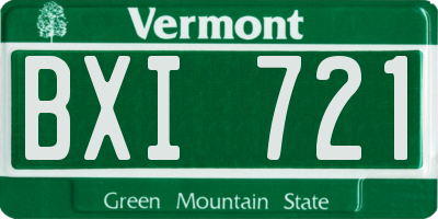 VT license plate BXI721